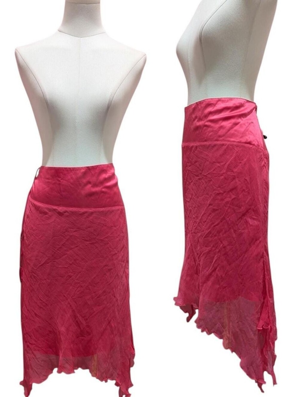 100% Silk Hot Pink Asymmetrical Fairy Skirt (could fit L/XL)‼️Open To Offers‼️
